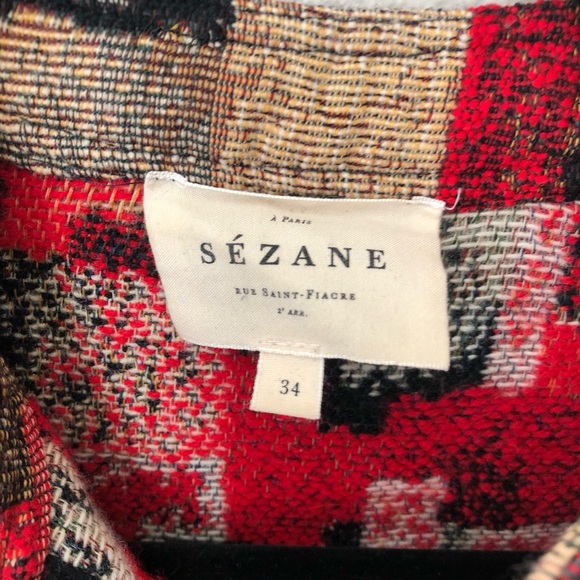 Sézane Robe Paulette Mini Dress in Jacquard Multicolor Tweed Patchwork Size 34 - Picture 4 of 8